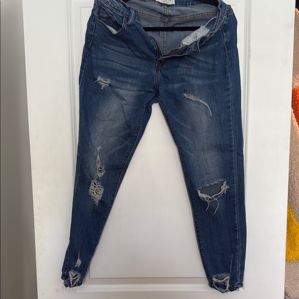 Distressed Blue Jeans